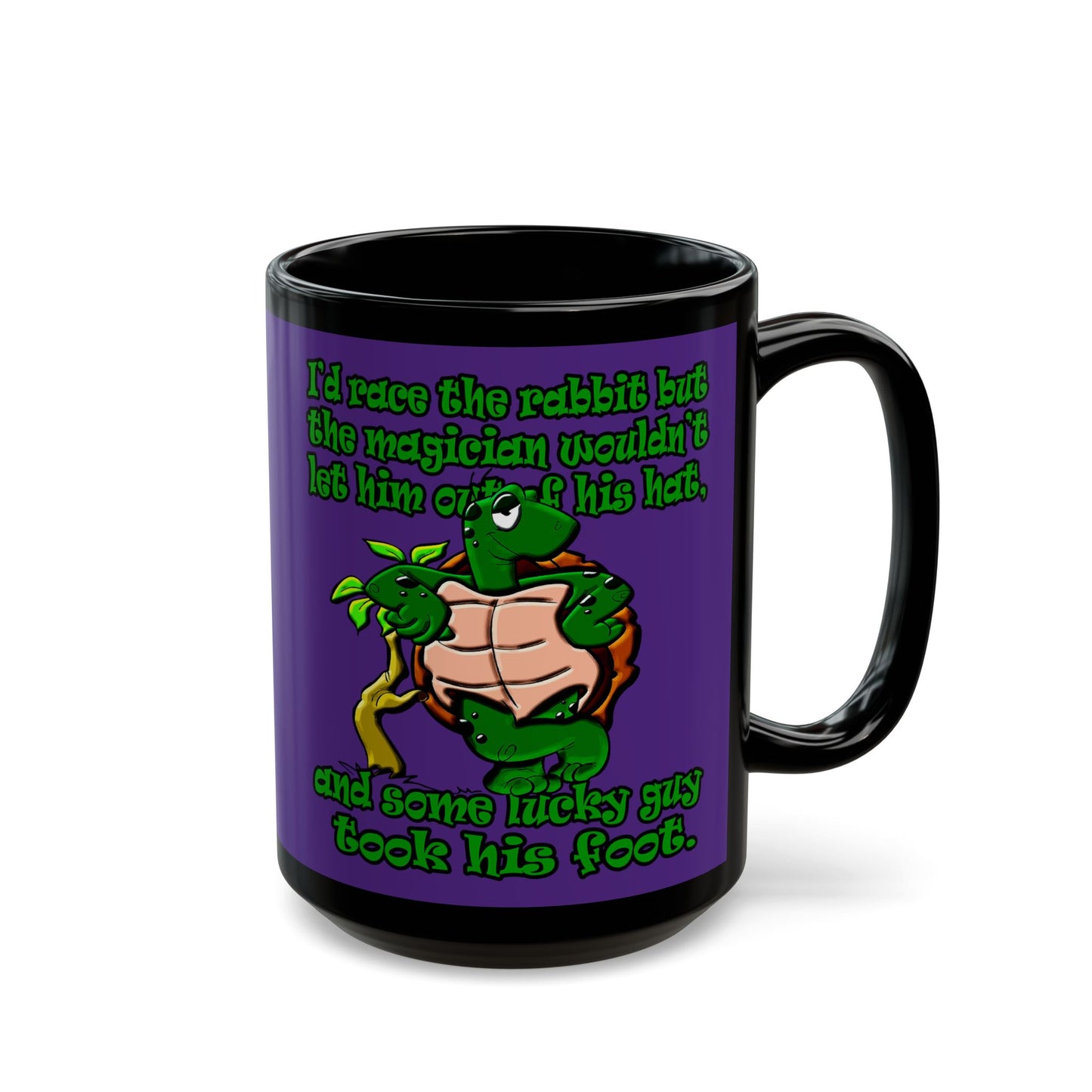 turtle race - Black Mug (purple)