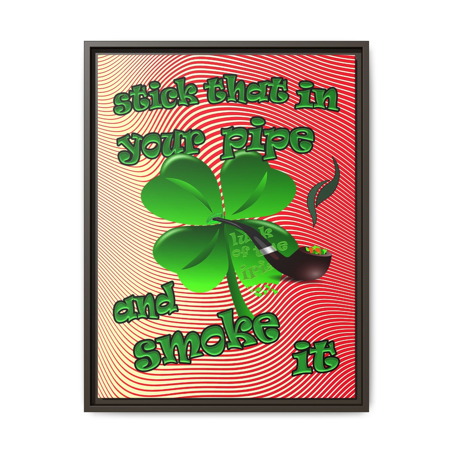 stick that in your pipe and smoke it - framed canvas art (yellow-orange wave)