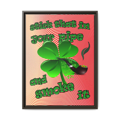 stick that in your pipe and smoke it - framed canvas art (yellow-orange wave)