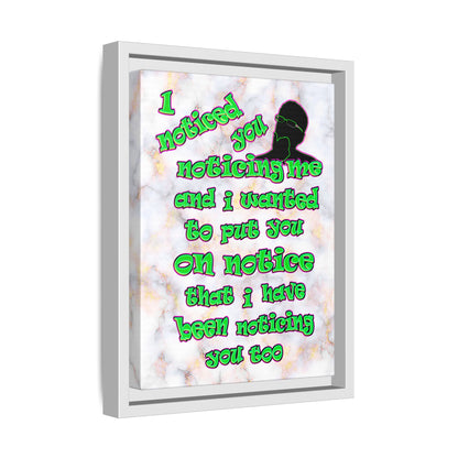 noticed you noticing - framed canvas art (white marble)