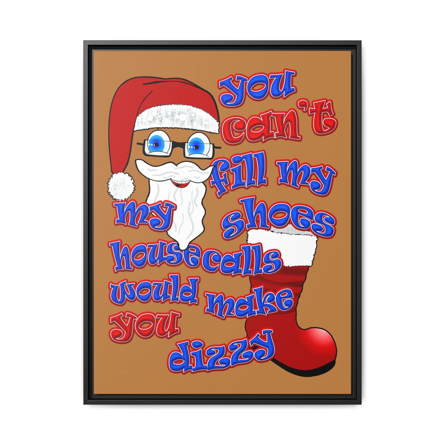 santa's shoes - framed canvas art (light brown)