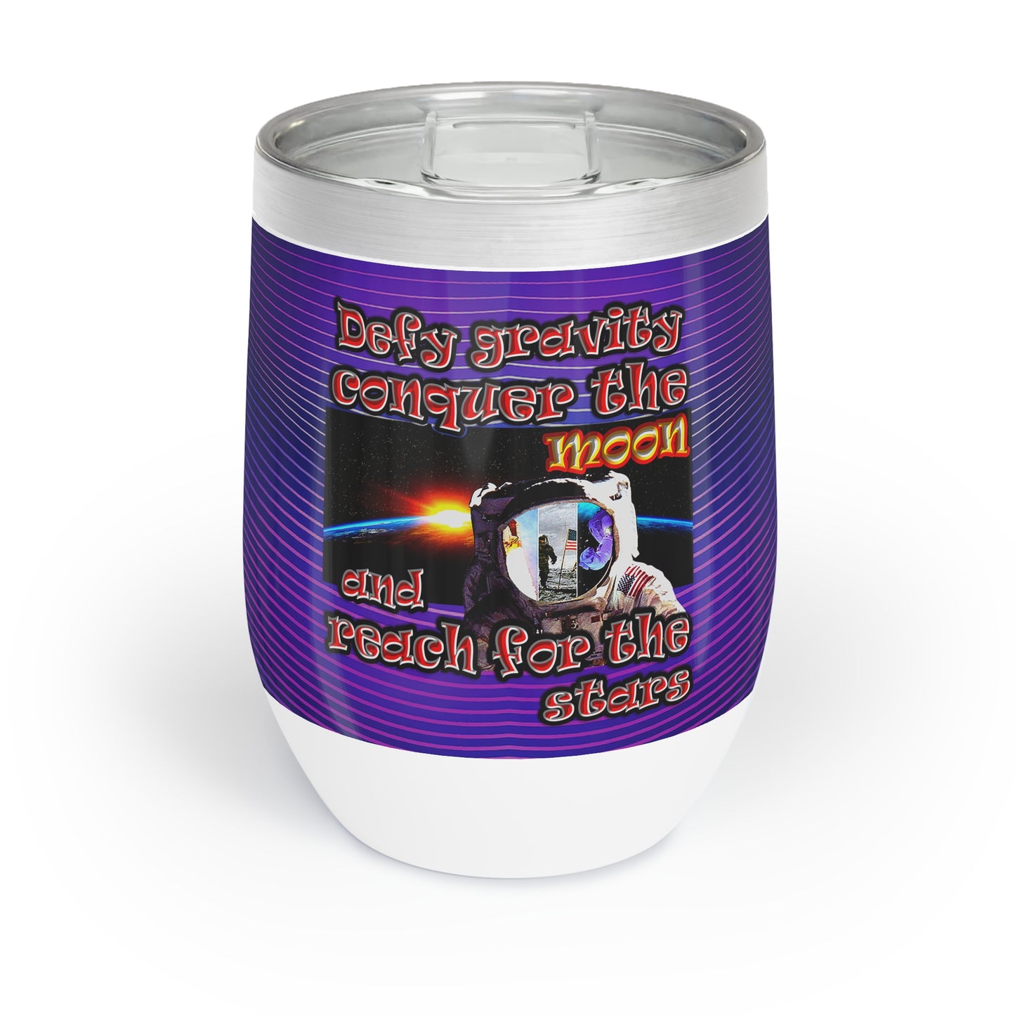 defy conquer reach - Chill Wine Tumbler (purple wave)