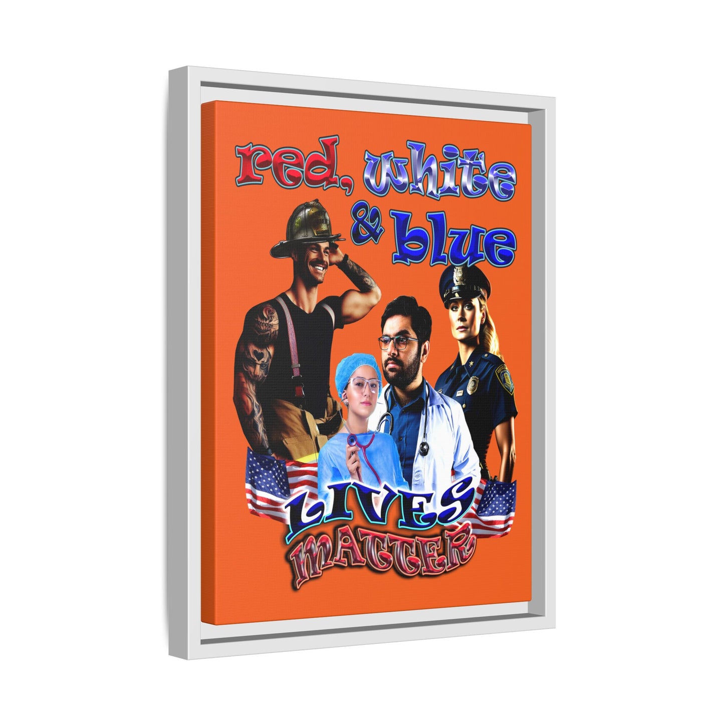 rw&b lives matter - framed canvas art (orange)