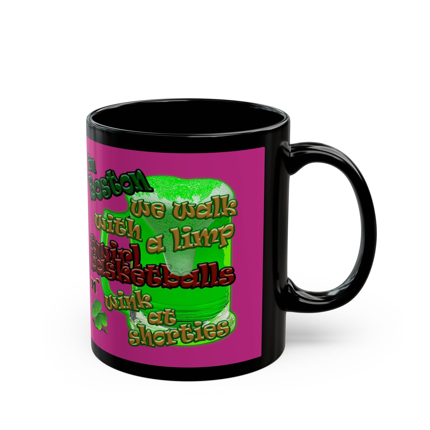 celtics logo - Black Mug (pink)