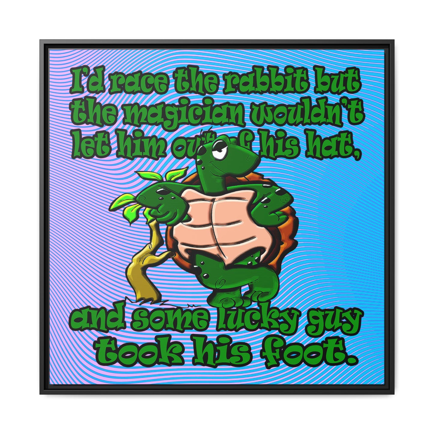 turtle race - framed canvas art (light blue-purple wave)