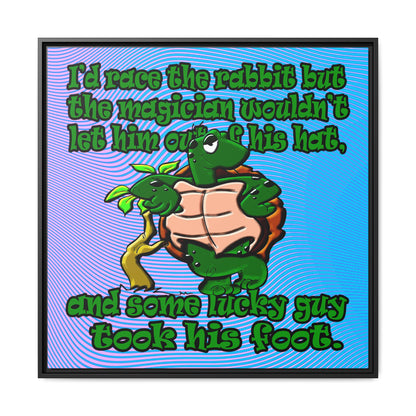 turtle race - framed canvas art (light blue-purple wave)