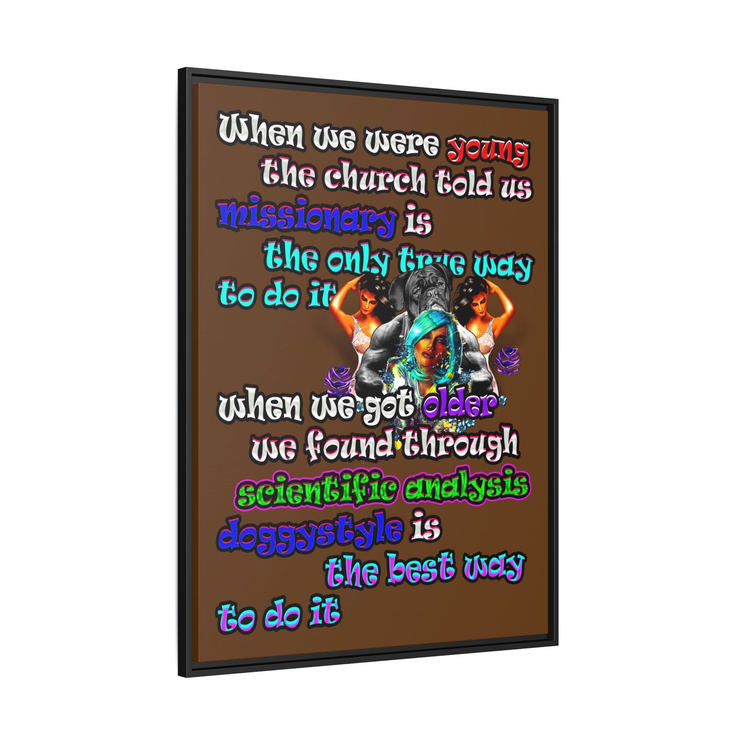 doggystyle - framed canvas art (brown)