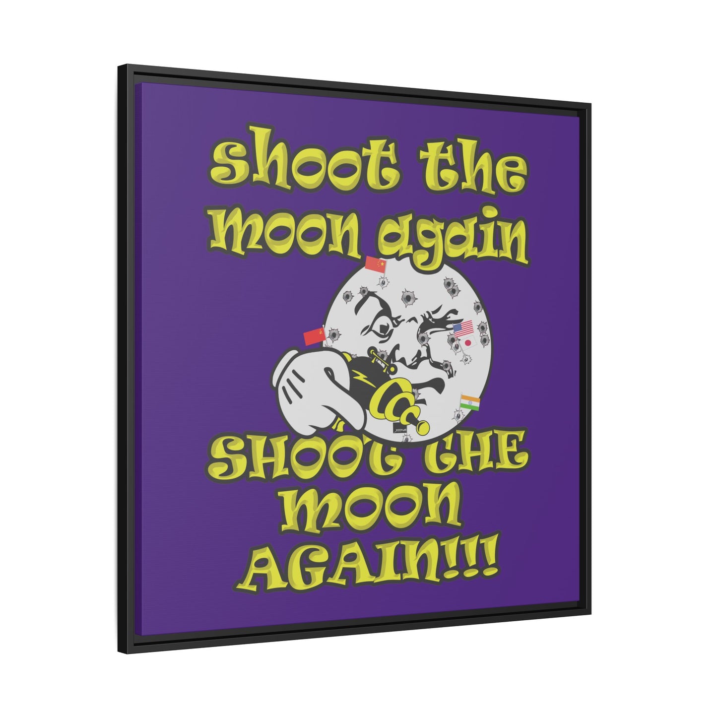 shoot the moon again - framed canvas art (purple)