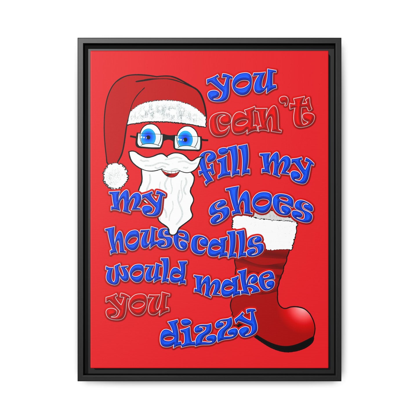 santa's shoes - framed canvas art (red)