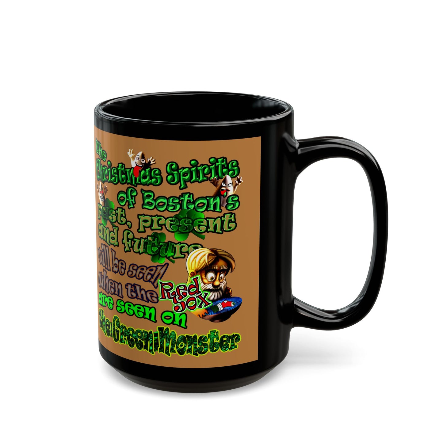 christmas spirits of boston - Black Mug (light brown)