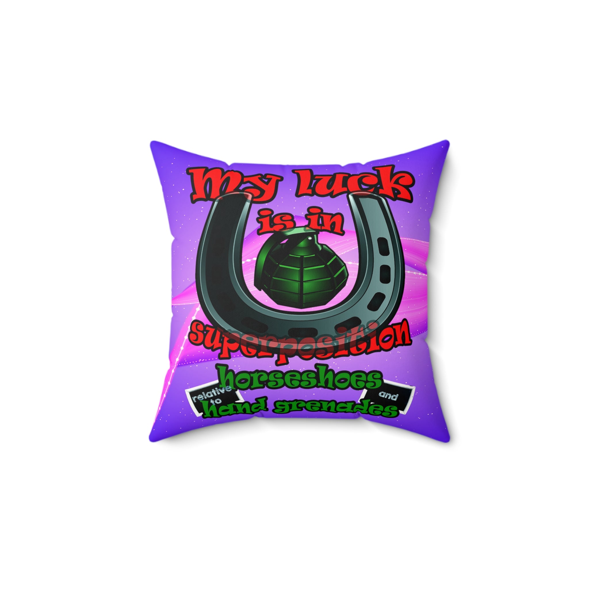 my luck - Faux Suede Square Pillow - (purple-pink wave)