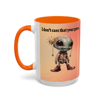 I don't care that your grey - Accent Mug (yellow-orange wave)