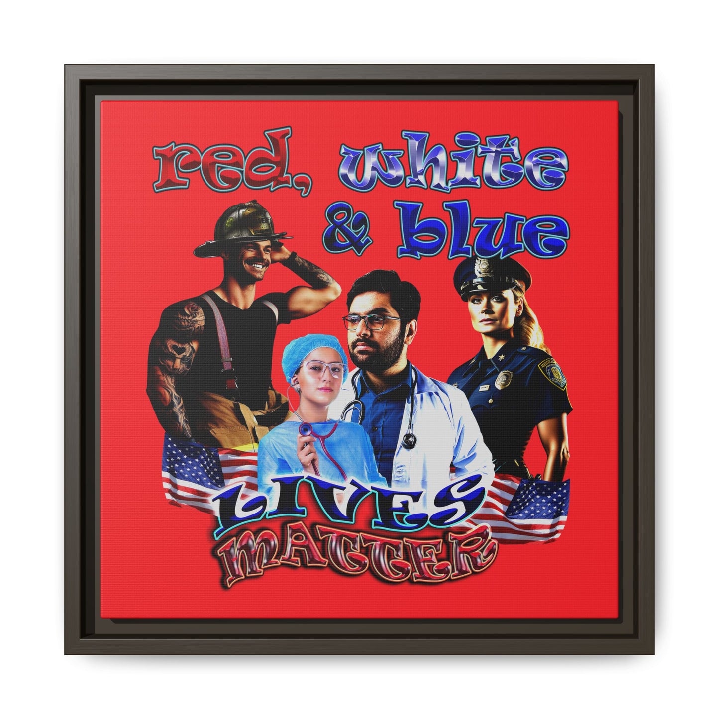 rw&b lives matter - framed canvas art (red)