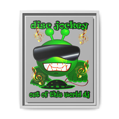 disc jockey - framed canvas art (light grey)