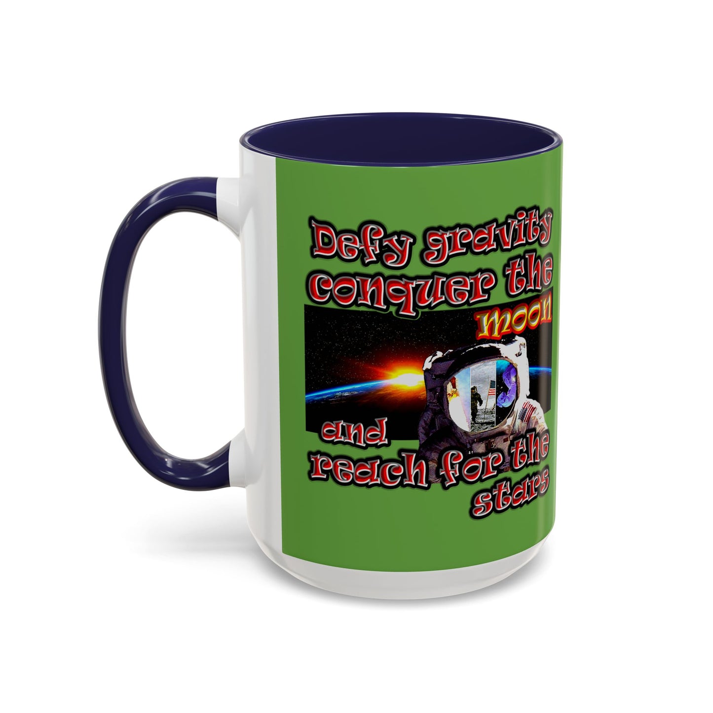 defy conquer reach - Accent Mug (green)