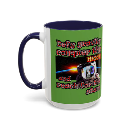 defy conquer reach - Accent Mug (green)
