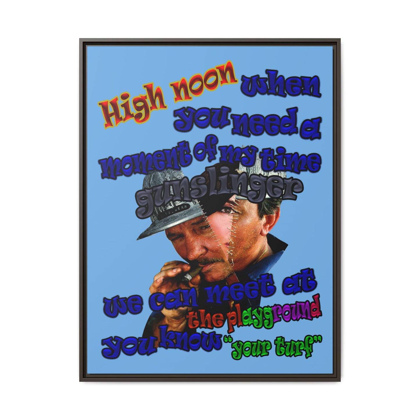 high noon - framed canvas art (light blue)