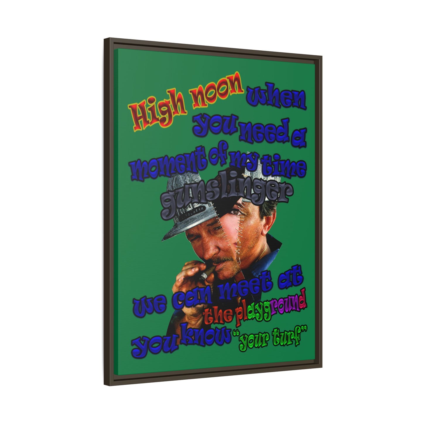 high noon - framed canvas art (dark green)