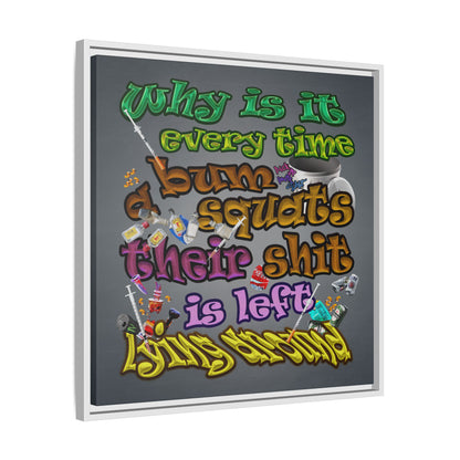 the bum's shit - framed canvas art (grey-light grey)