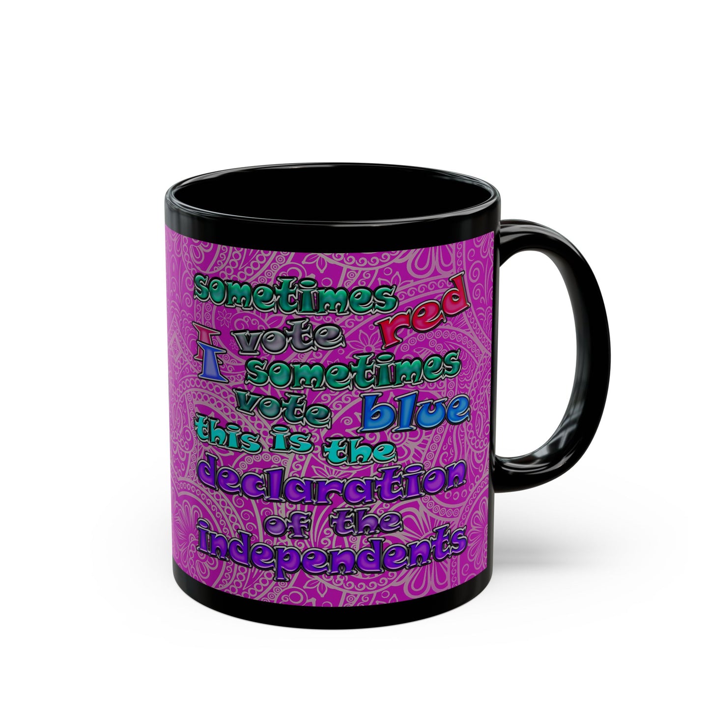 declaration of the independents - Black Mug (pink swirl)