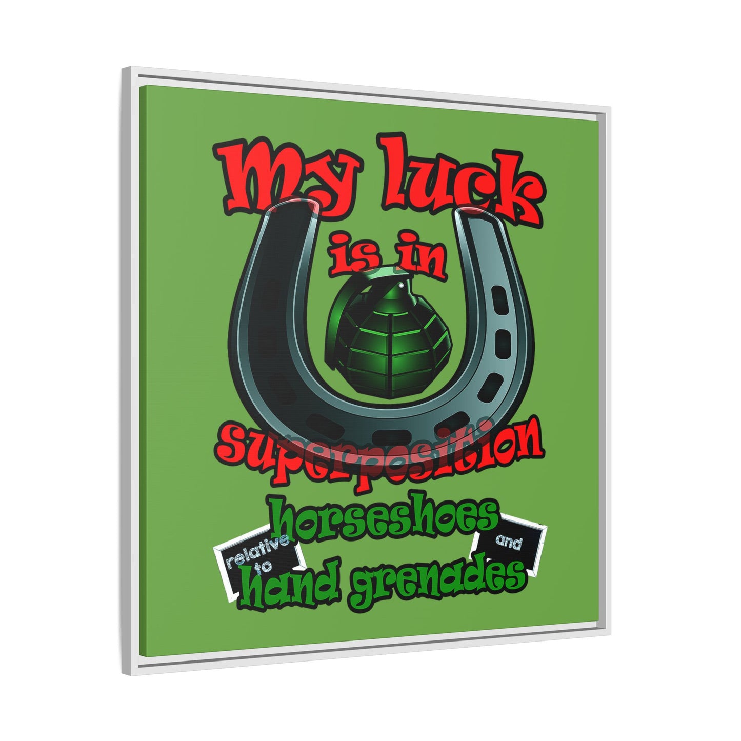 my luck - framed canvas art (green)
