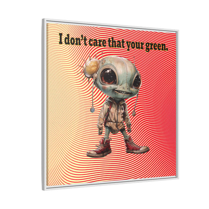 I don't care that your green - framed canvas art (yellow-orange wave)