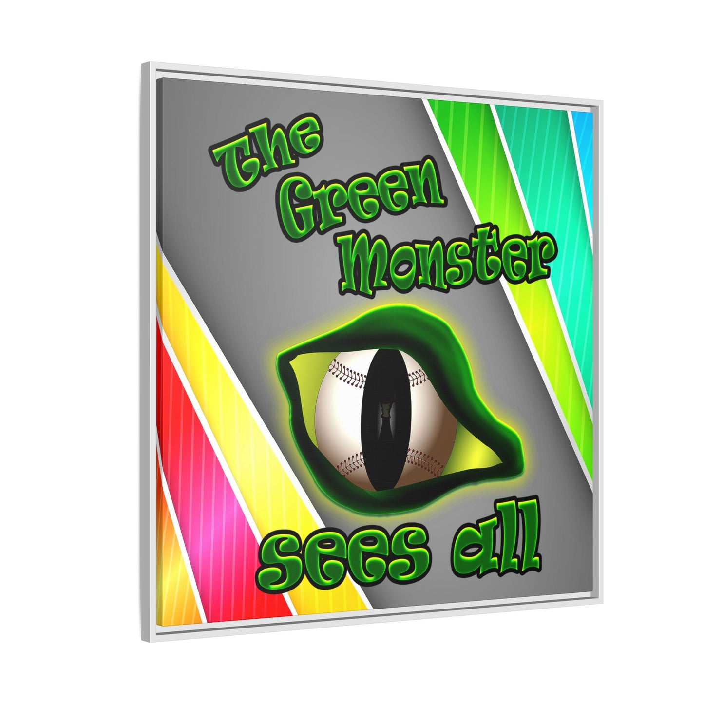 green monster - framed canvas art (rainbow split)