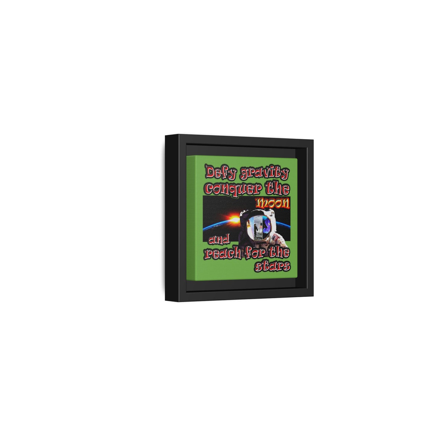 defy conquer reach - framed canvas art (green)