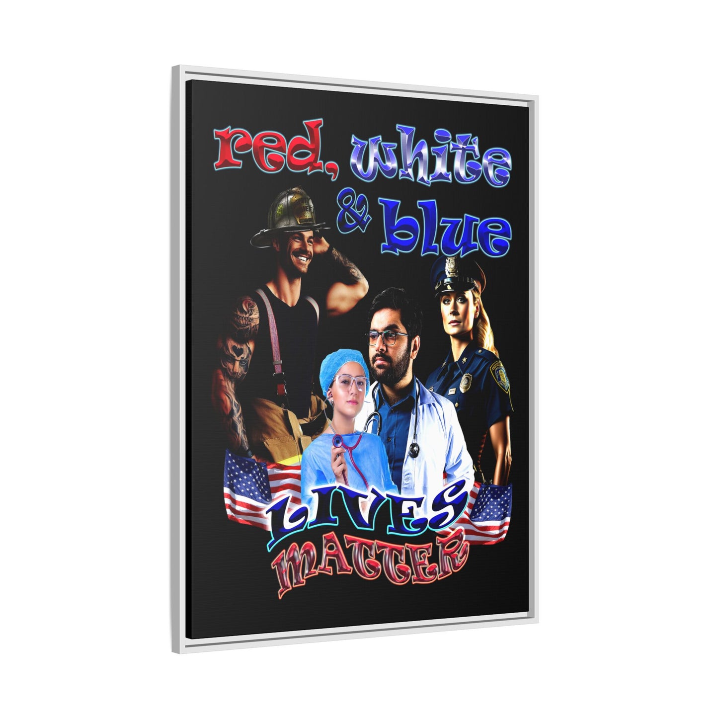 rw&b lives matter - framed canvas art (black)