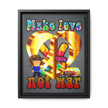 love peace - framed canvas art (grey-light grey)
