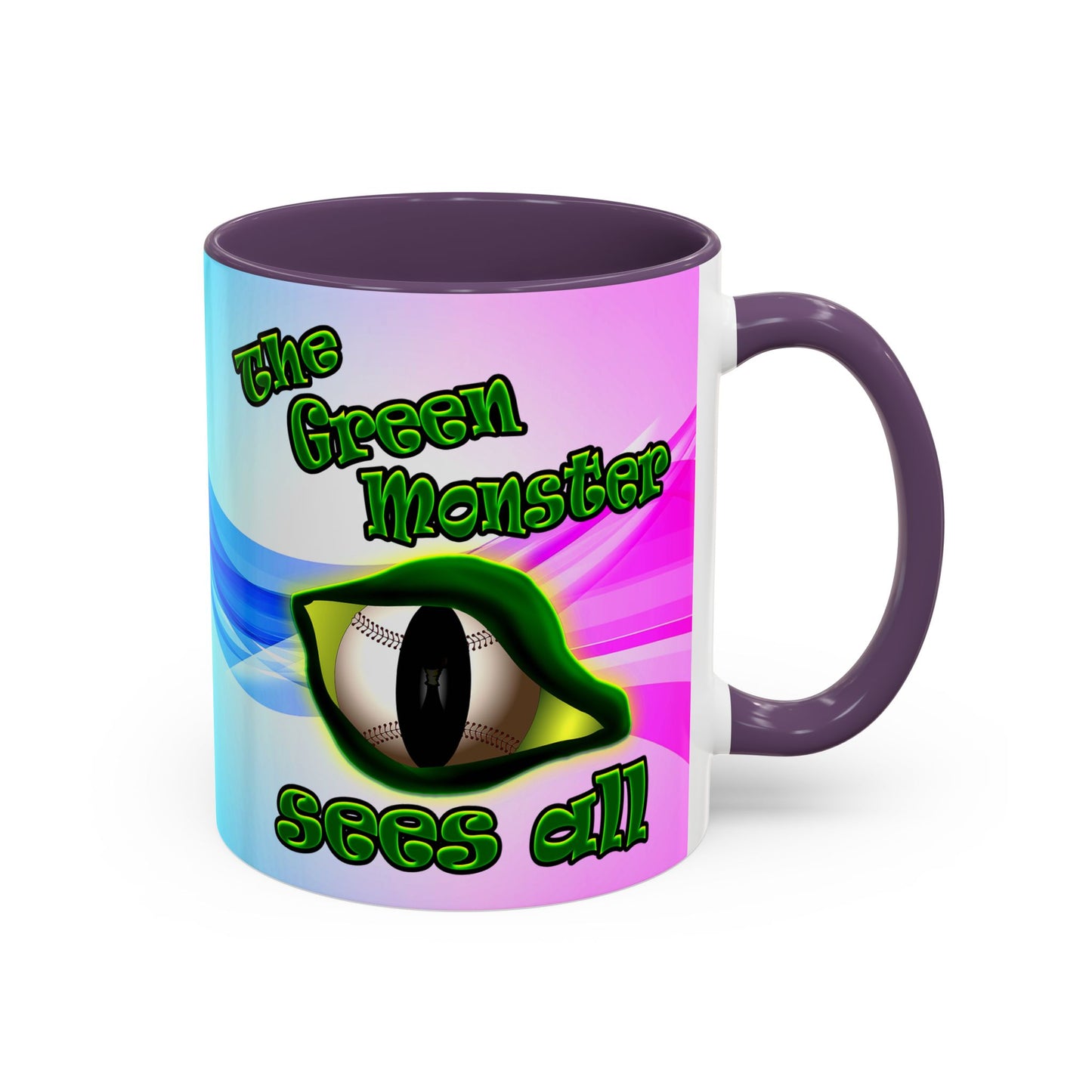 green monster - Accent Mug (light blue-pink wave)
