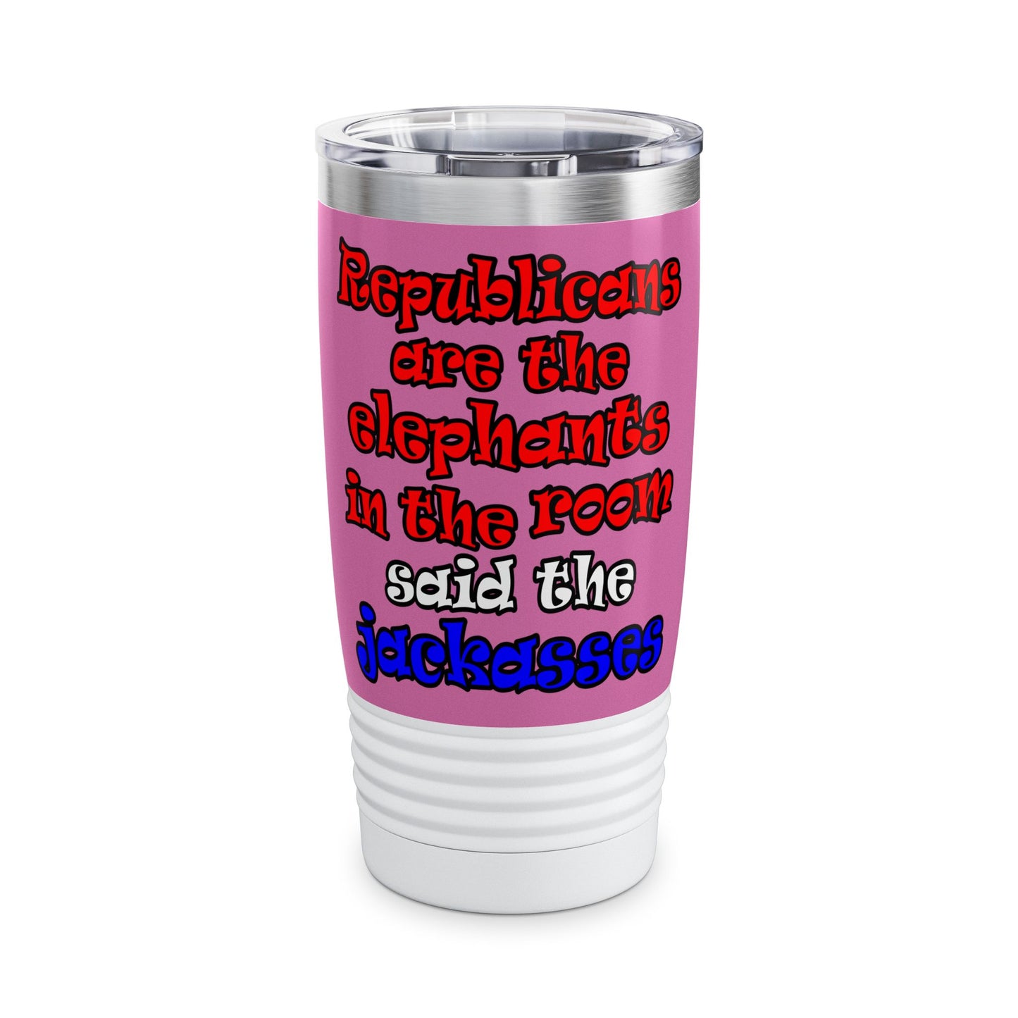 donkeys and elephants - Ringneck Tumbler, 20oz (light pink)