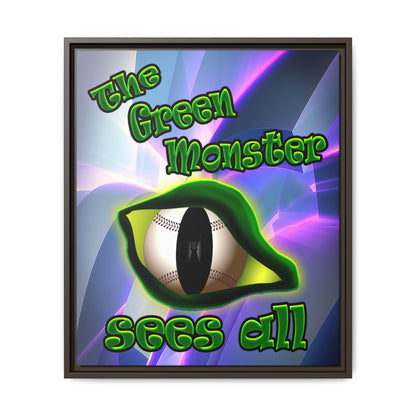 green monster - framed canvas art (grey-pink wave)