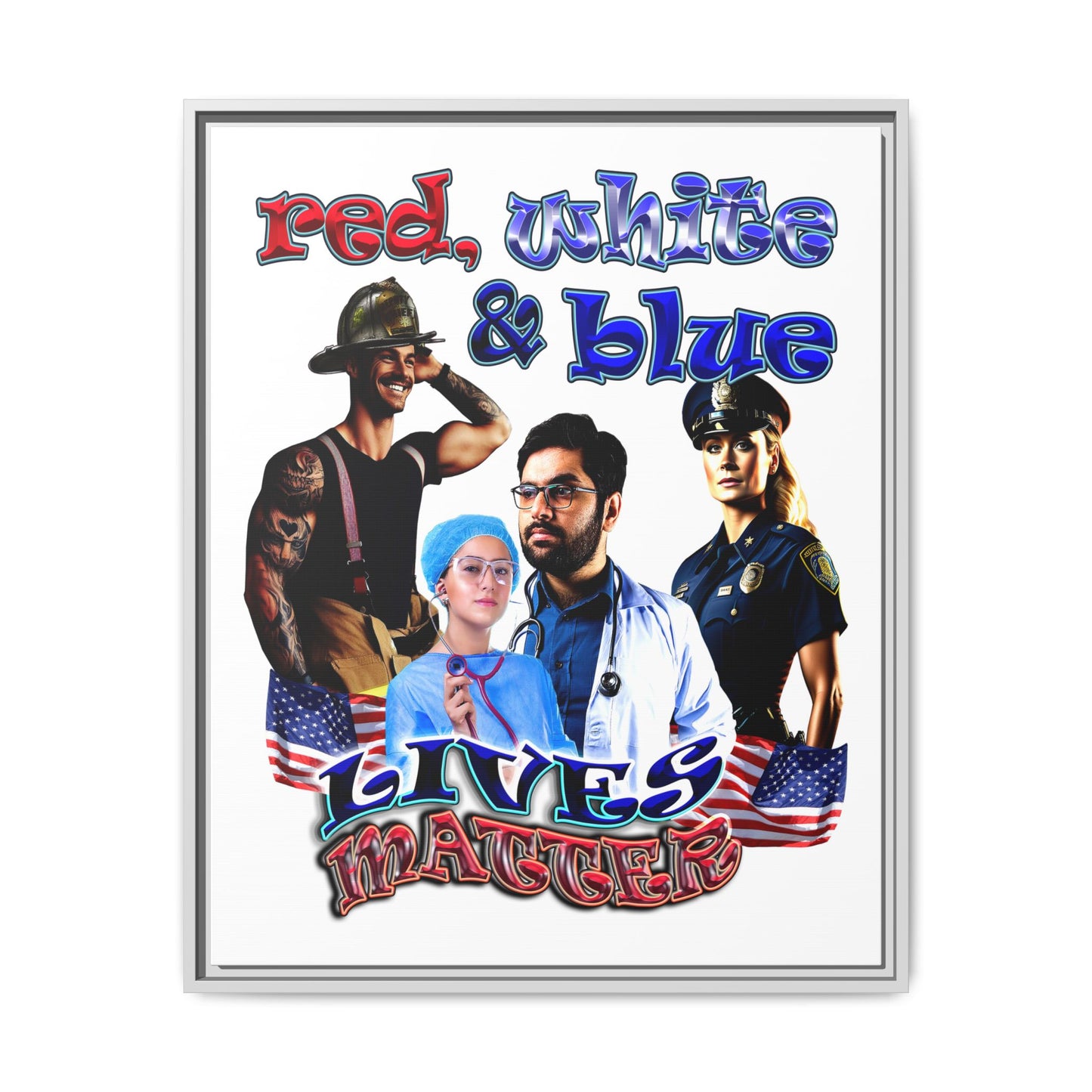 rw&b lives matter - framed canvas art (white)