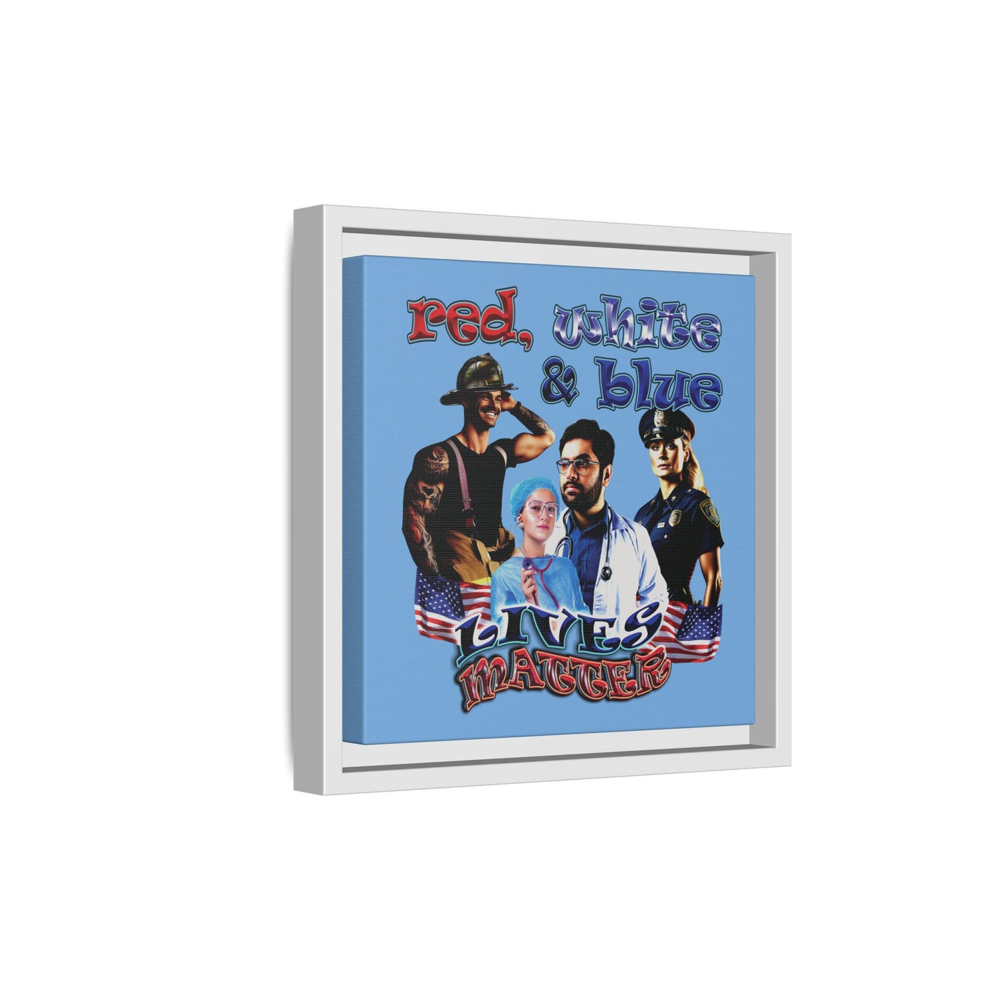 rw&b lives matter - framed canvas art (light blue)