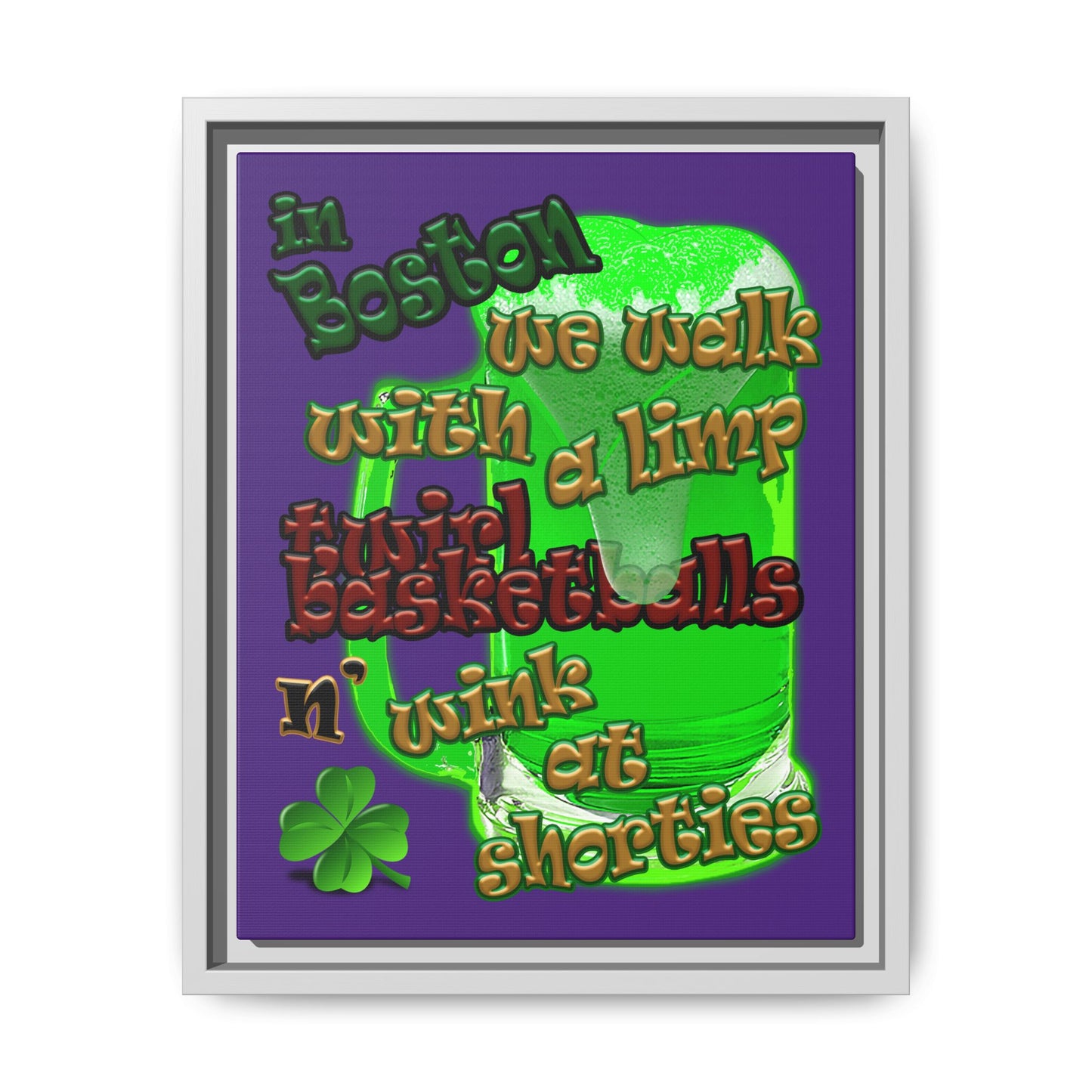 celtics logo - framed canvas art (purple)
