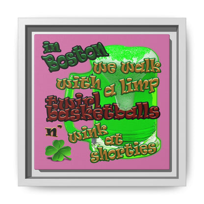 celtics logo - framed canvas art (light pink)