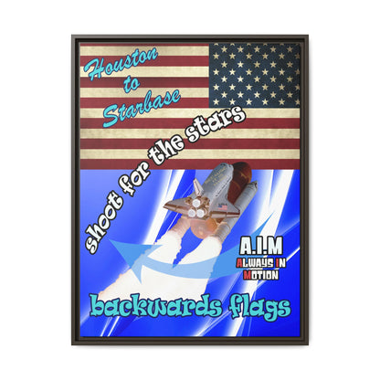 shoot for the stars - framed canvas art (blue-white wave)