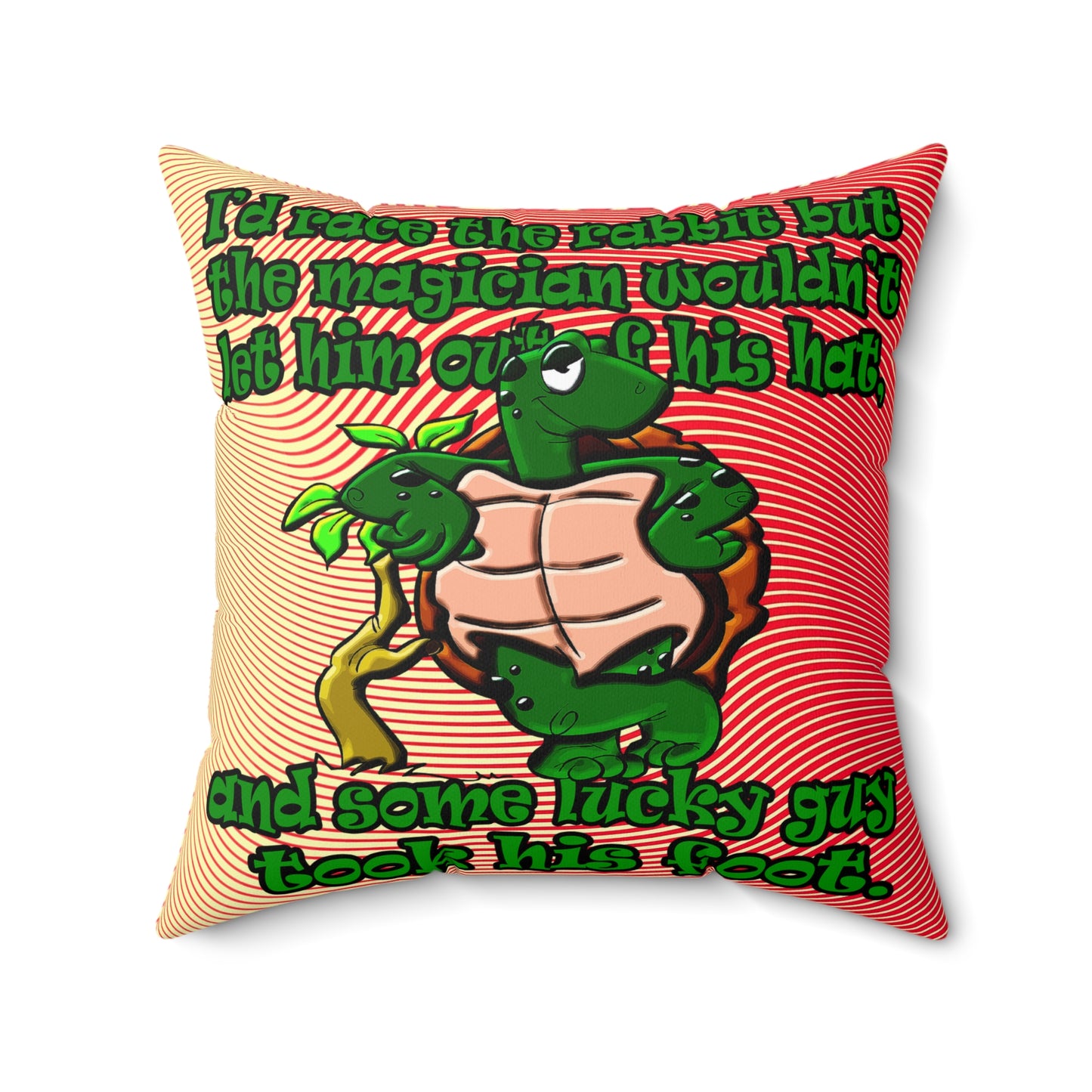 turtle race - Spun Polyester Square Pillow - (yellow-orange wave)