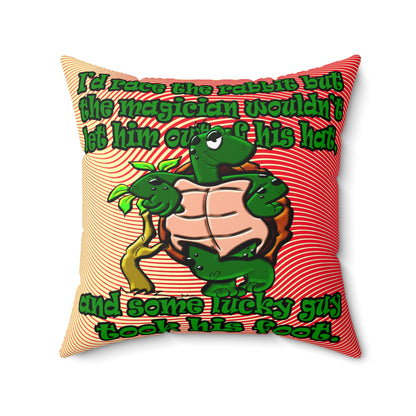 turtle race - Spun Polyester Square Pillow - (yellow-orange wave)