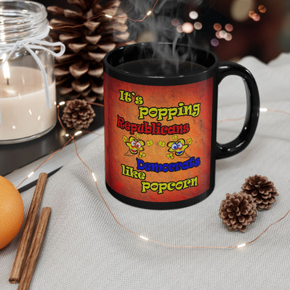 popping like popcorn - Black Mug (burnt orange)
