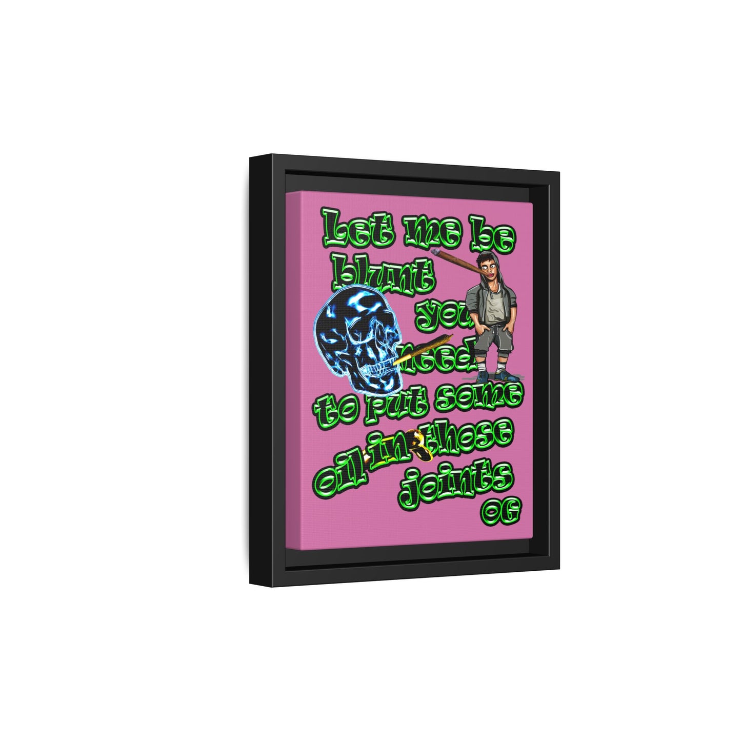 og - framed canvas art (light pink)