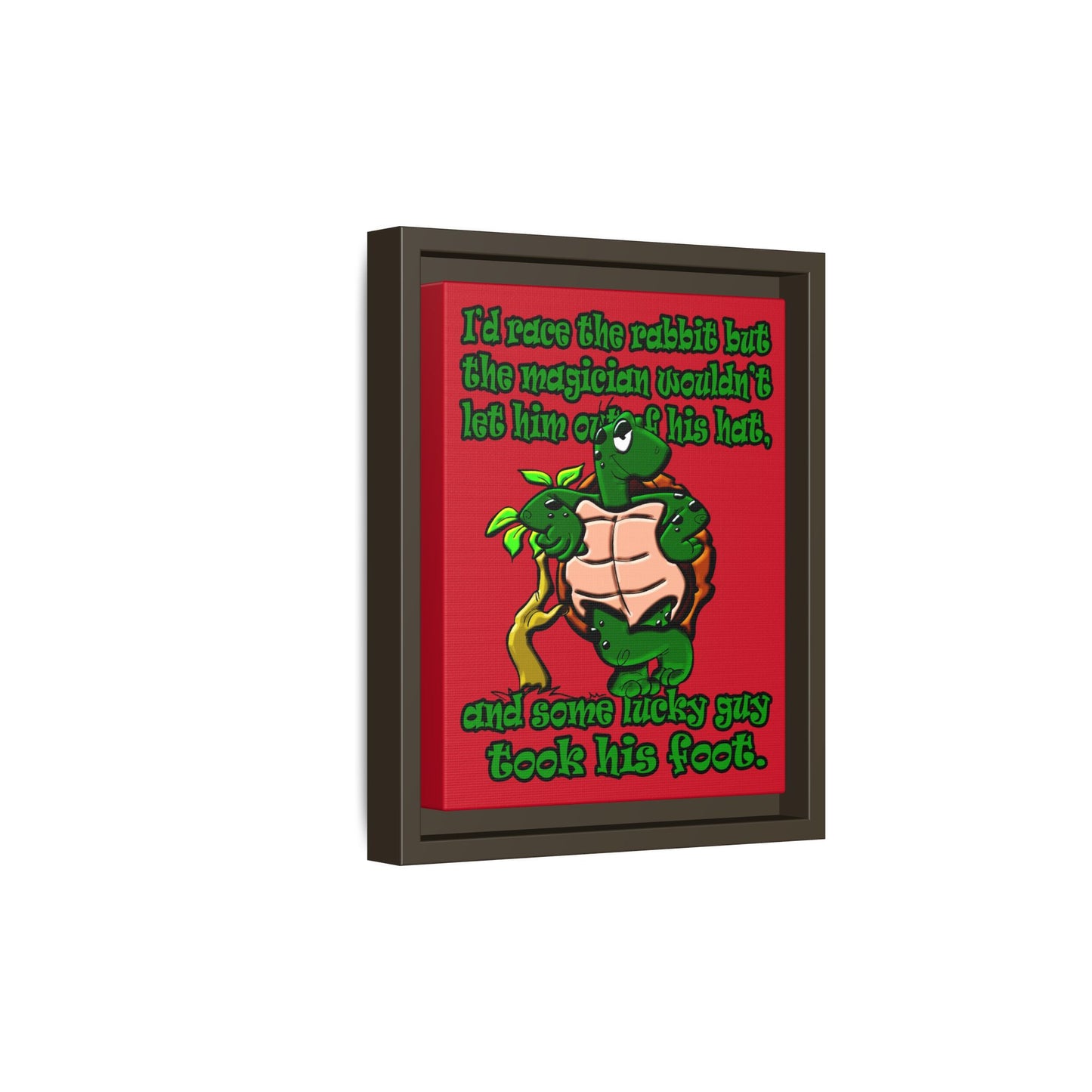 turtle race - framed canvas art (dark red)