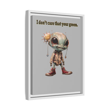 I don't care that your green - framed canvas art (light grey)