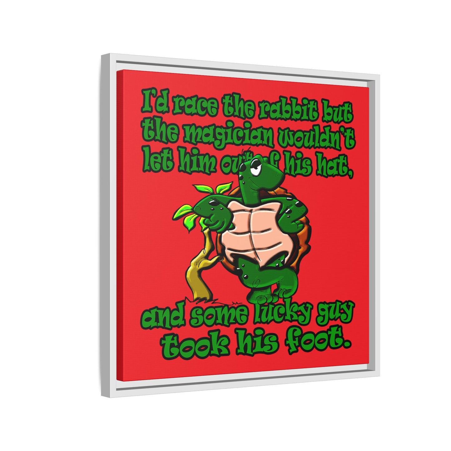 turtle race - framed canvas art (red)