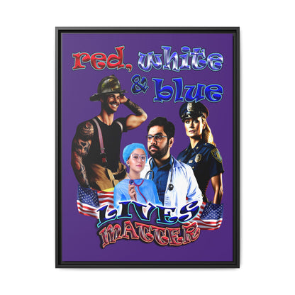 rw&b lives matter - framed canvas art (purple)