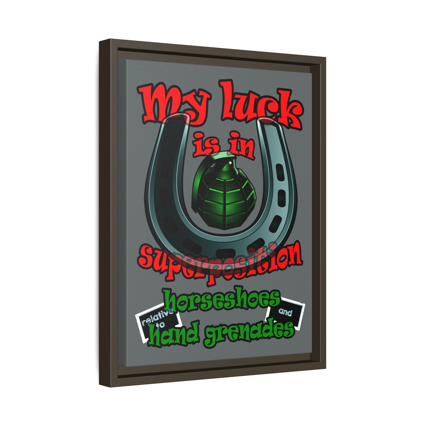 my luck - framed canvas art (dark grey)