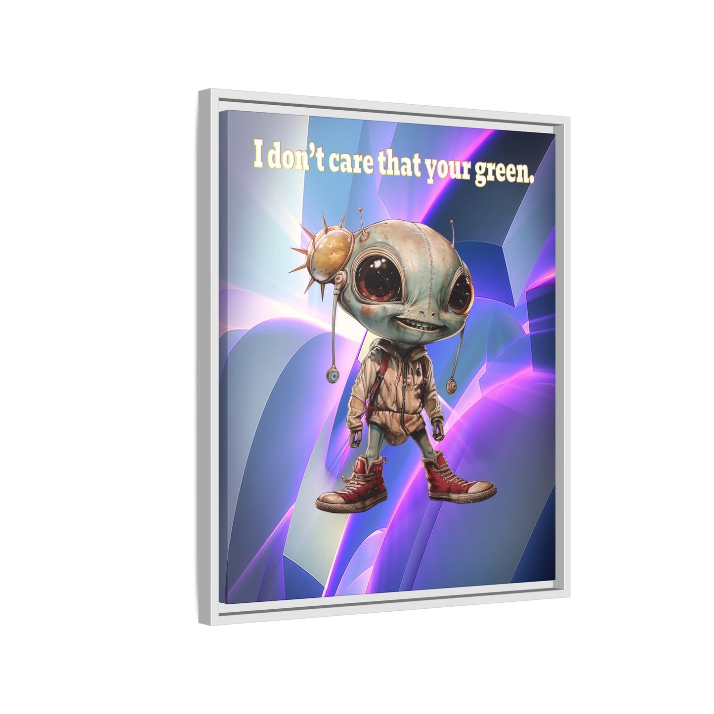 I don't care that your green - framed canvas art (grey-pink wave)