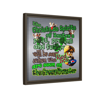 christmas spirits of boston - framed canvas art (brushed nickel)