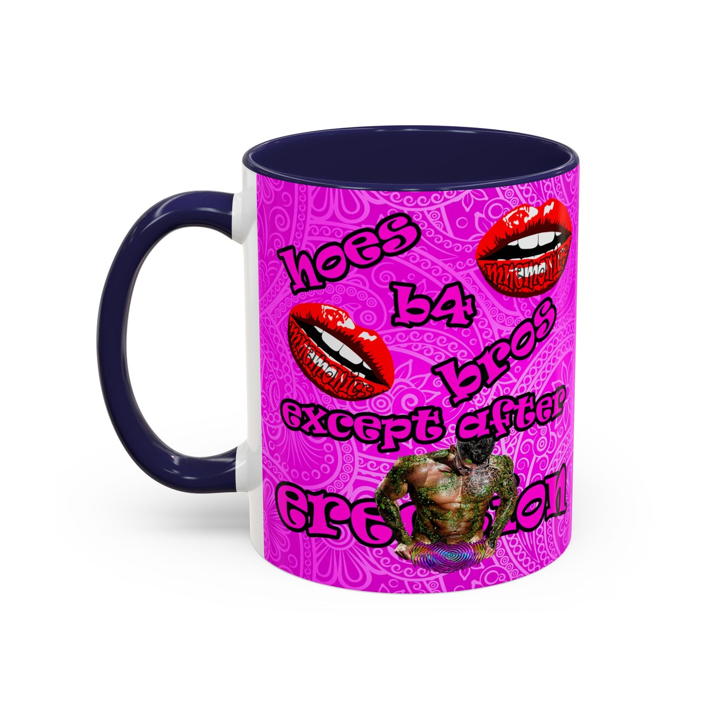 hoes b4 bros - Accent Mug (pink swirl)